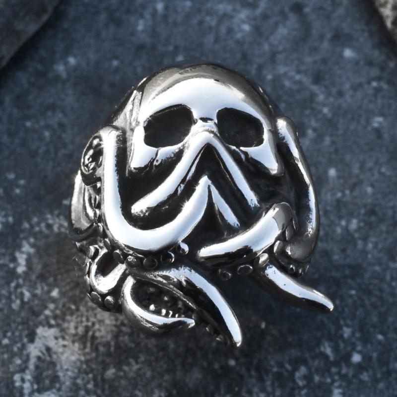 Adjustable Octopus Skull Ring Men Women Vintage Punk Rock Statement Jewelry Copper Electroplated Open Size