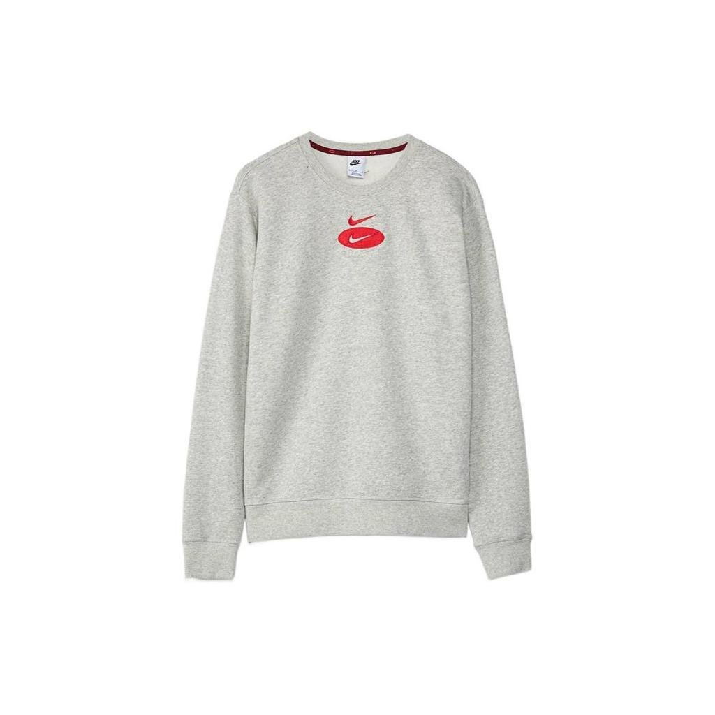 Nike Fleece-Lined Ribbed Crew Neck Sweatshirt Men Tops Grey DM5460-050