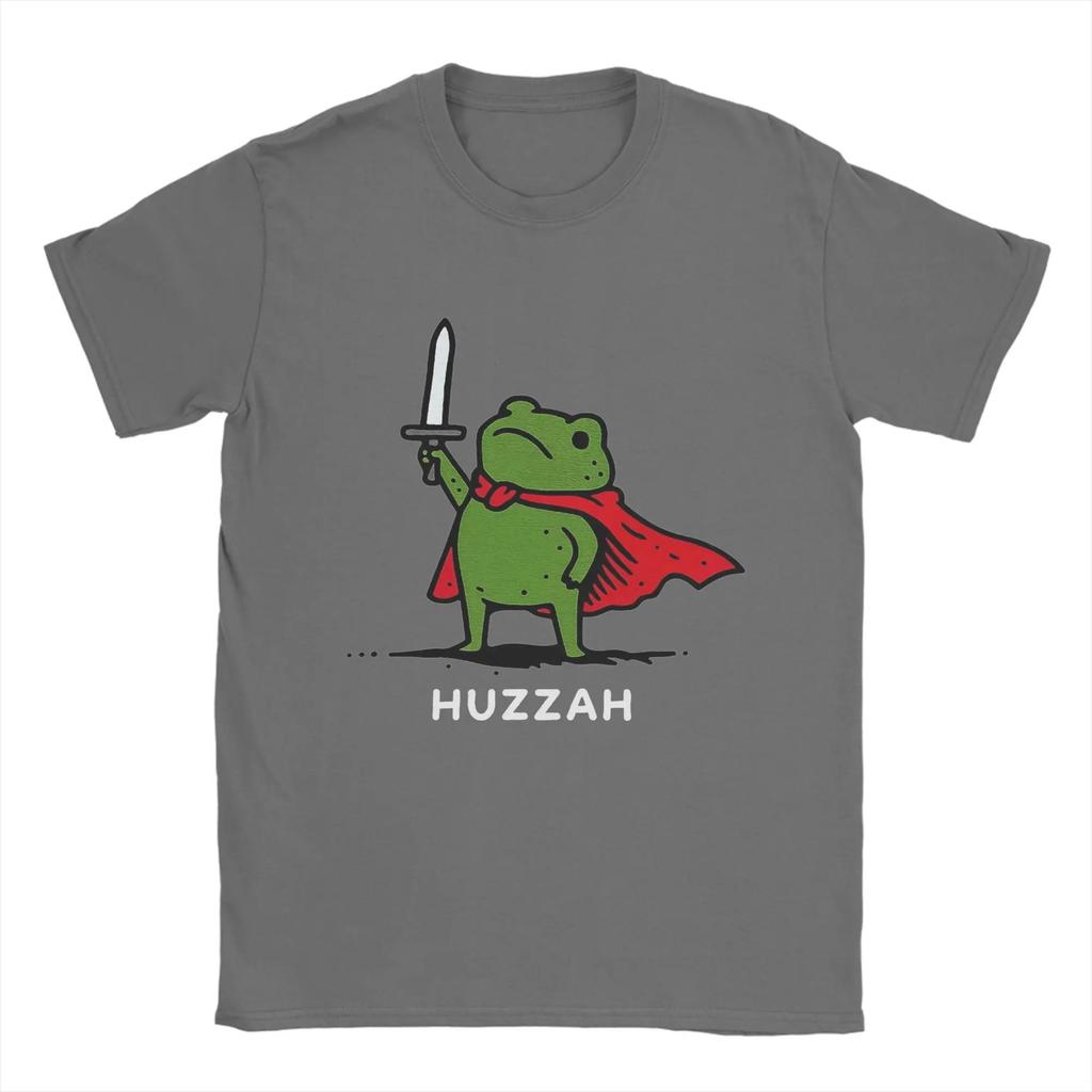 Huzzah Frog Knight Funny Sword Meme Quote Cotton T Shirt Unisex Summer Streetwear T Shirts Oneck Leisure Tee Shirt Oversized Tops