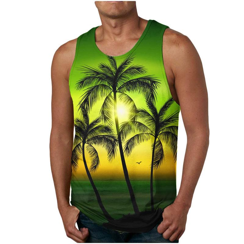 Sommer Herren 3D Gedrucktes Ärmelloses T-Shirt Mode Vielseitig Atmungsaktiv Trend Lässig