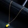 Collana a Catena Regolabile con Ciondolo Giallo Frutta Limone Fiorellino Foglia Verde per Donna Gioielli Estivi Regali