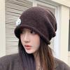 Flower Design Knitted Bucket Hat Korean Style Beanie Hat Sweet Warm Cap  Winter