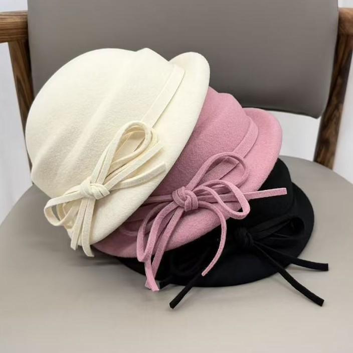 High-end French temperament Australian wool top hat women's new autumn and winter small basin hat high gram weight beret hat