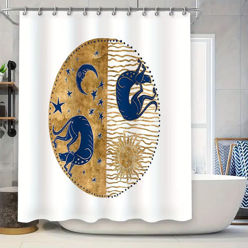 

Zodiac Shower Curtain Aries Sign Bathroom Decor Space Galaxy Constellation Shower Liner Waterproof Home Decor Artistic Wall Hang W60H190(CM)-1 Pcs