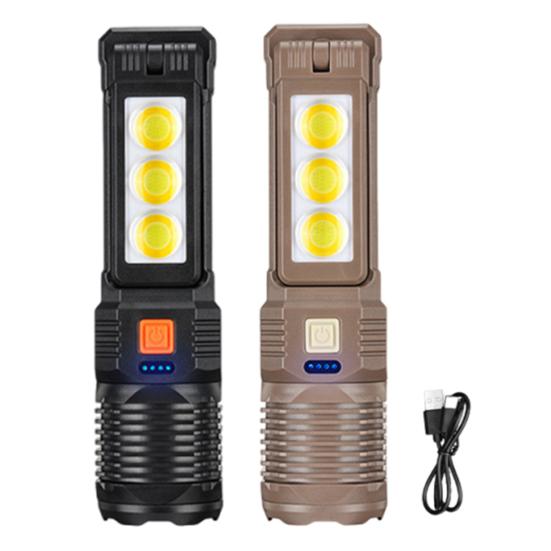 LED Flashlight Telescopic Zoom 6 Modes Adjustable Ultra Bright USB Rechargeable Portable Outdoor Camping Hiking Emergency Handheld Flash Lamp