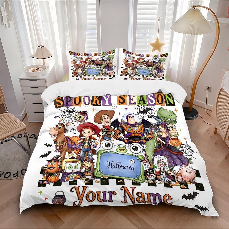 Custom 3pcs Spooky Halloween Season Bedding Sets For All Sizes New 84D Printed Bed Cover Comforter Duvet Cover Pillowcase Bedroom Decoration