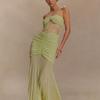 Europe and America Cross Border 2025 Summer New Arrival Sleeveless Tube Top Long Dress Sexy Sexy Ruched Cut Out Silm Dress