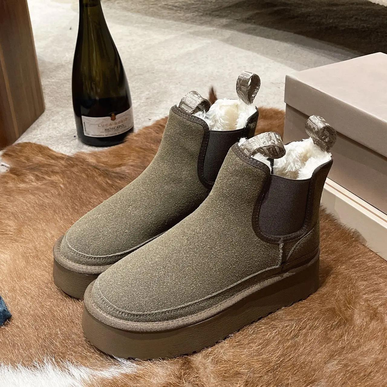 

Fashion Plus Size 42 Chelsea Chimney Ankle Boots Women s Winter Casual Comfortable Thick Bottom Classic Fashion Velvet Platform Shoes 35 темно-коричневого