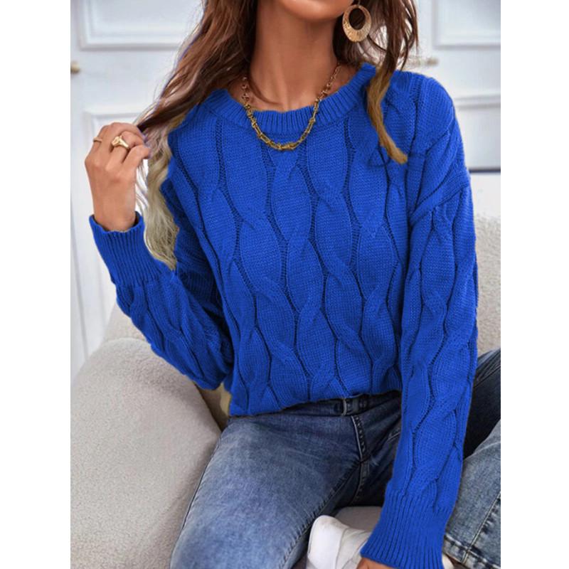 Maglieria da donna Maglione lavorato a trecce Autunno Girocollo Pullover a maniche lunghe Top Maglione allentato casual invernale da donna
