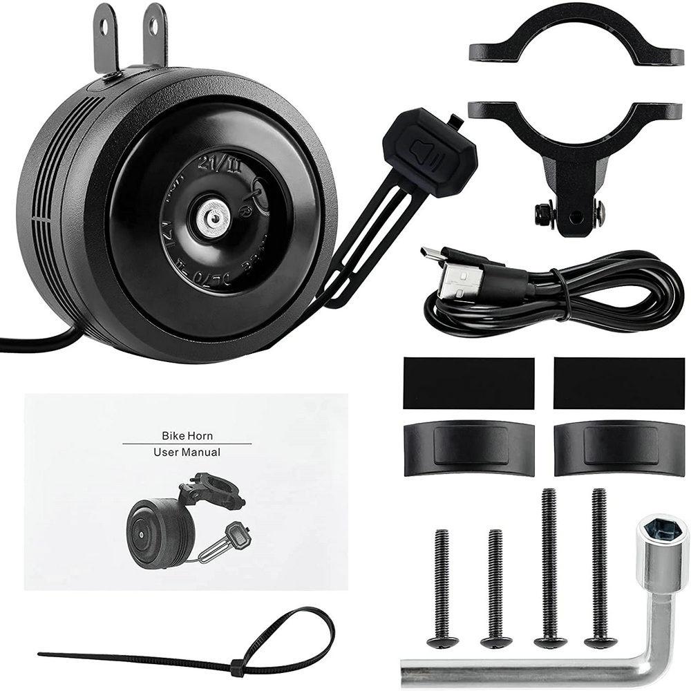 125db USB Recharged Bicycle Electric Bell Motorcycle Scooter Electric Bike Horn Safe Anti-theft Alarm Bell Super Loud 1300mAH Type A Only Horn