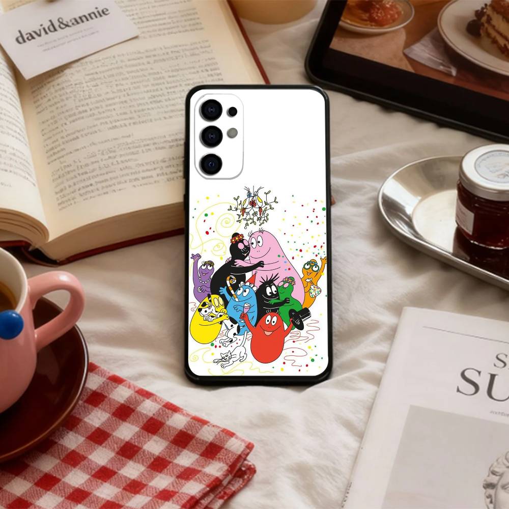Tiny Cute B-BarbapapaS Phone Case For Samsung S 25,24,23,22,30,21,10,9,Ultra,Plus,Lite,FE,4,5 G Soft Black Case