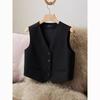 Chaleco de Traje de Moda para Mujer Verano Corto Negro Sin Mangas Tops de Commuter Holgado Casual Chaleco Abrigo Ropa para Mujer