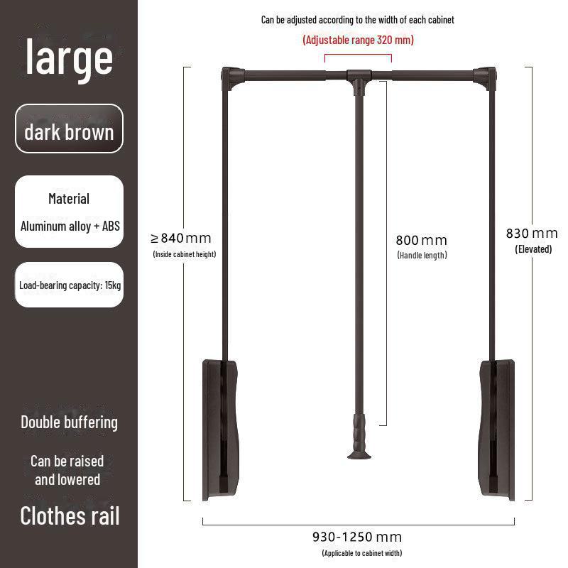 Cloakroom Pull-Down Clothes Hanger Wardrobe Lift Rod