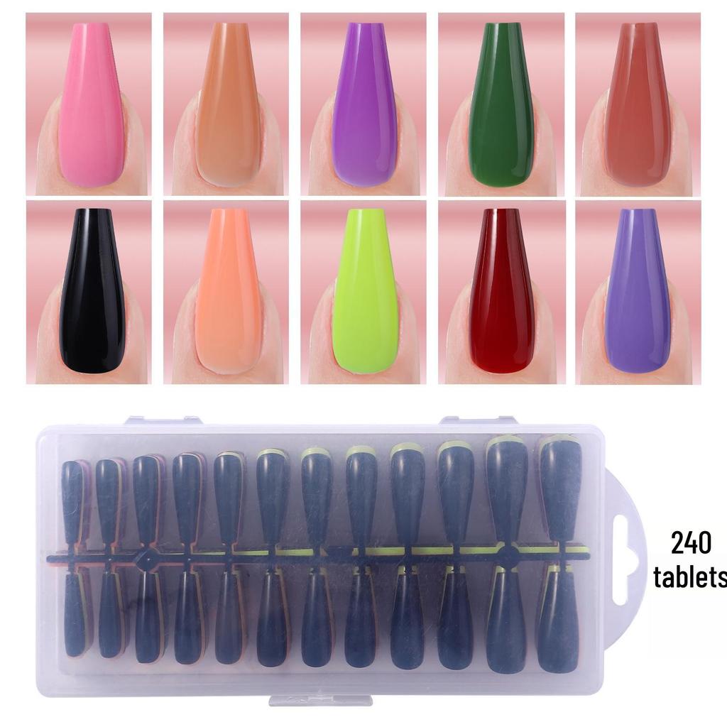 Colored Glitter Nail Art Tips - 240-Piece Set with Various Styles and Multiple Colors, Boxed Fake Fingernail Stickers