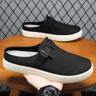 Heren schoenen nieuwe herfst ademende slippers lichtgewicht en eenvoudige casual schoenen comfortabele halfondersteuning zachtzool veelzijdige enkele schoenen