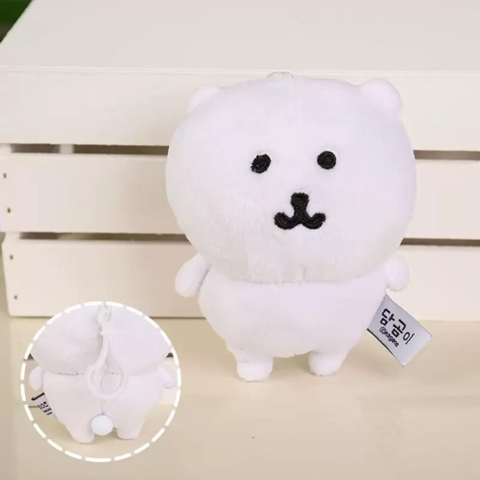 1-2pcs Kawaii White Bear figure Toy Keychain Anime Joke Bear Basic Angry Ramen Tea  Animal Backpack Charm Decoration Gifts