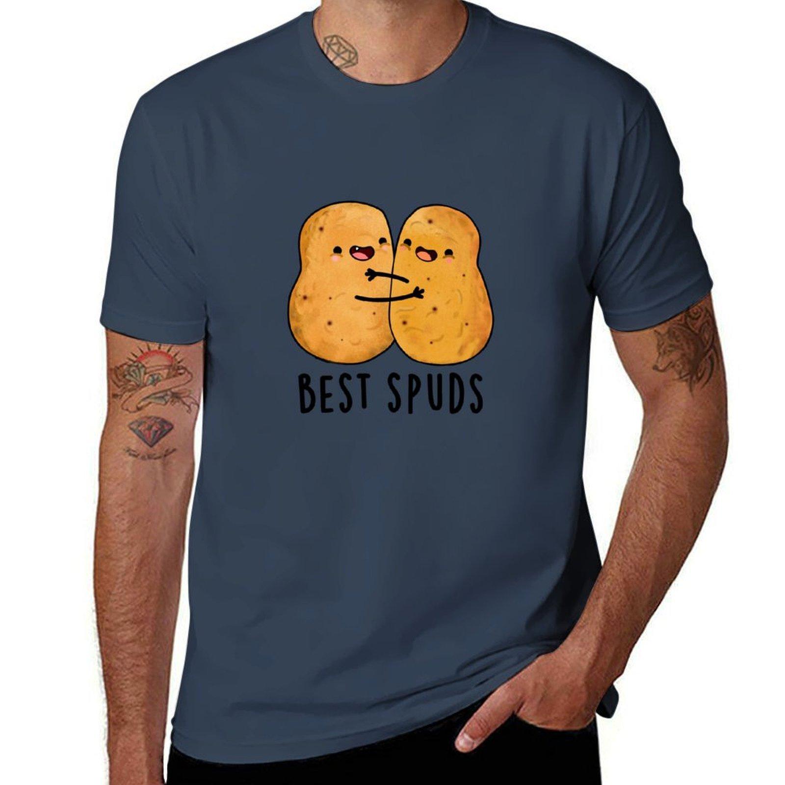 Best Spuds Best Buddies Funny Potato Puns Tshirt High Elasticity Sports Tee Shirt S