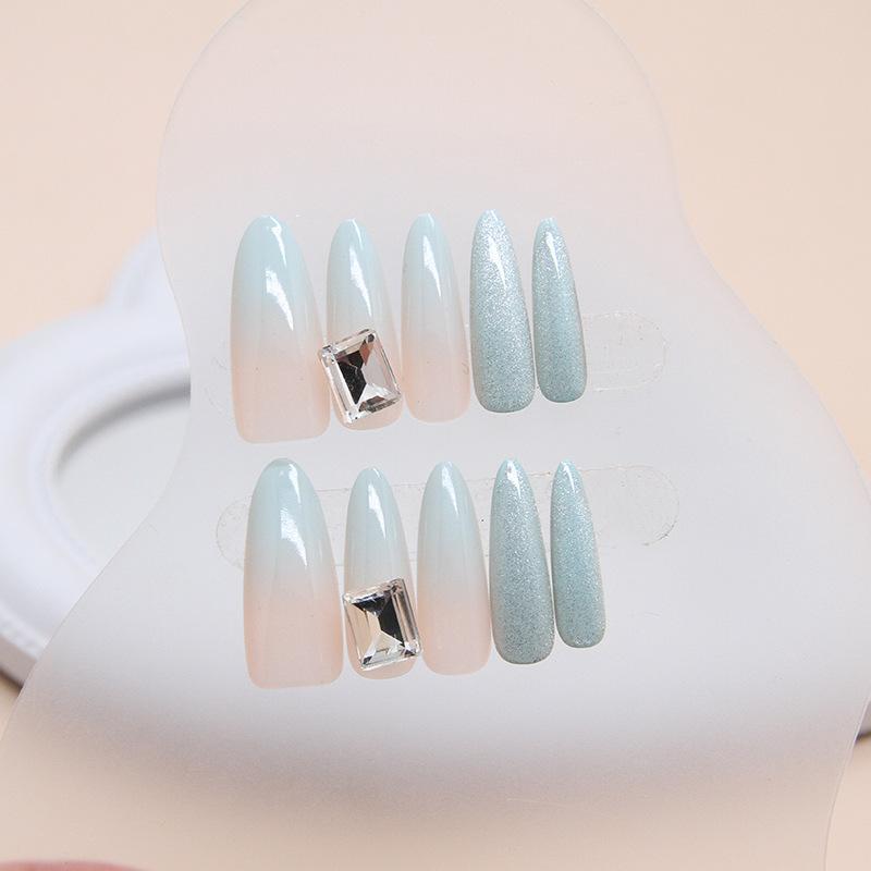 Cat's Eye Wearing Nail Piece Extravagant Drill Removable Nail Piece Advanced Nail Patch Simple and Gradual Change 24 Pieces