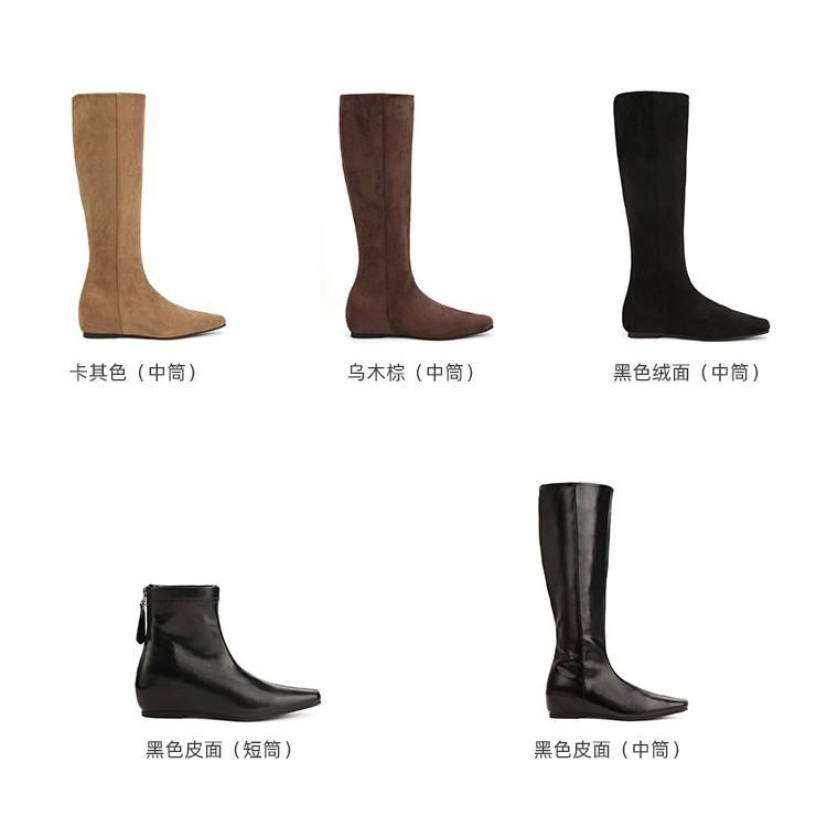 Small inner height-increasing boots for women 2025 autumn and winter new thin square-headed knight boots versatile boots for women