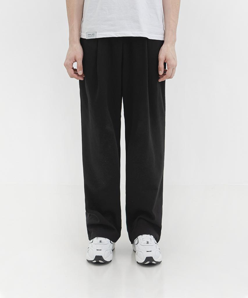 WAAR P004 Elastic Waist Single-Pleat Sweatpants_Black