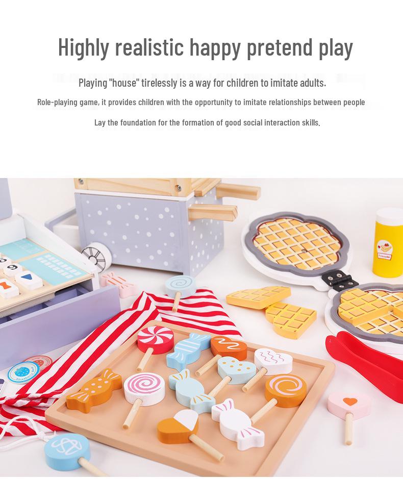 Kids' Wooden Kitchen Pretend Play Set with Oven, Toaster & Waffle Toys