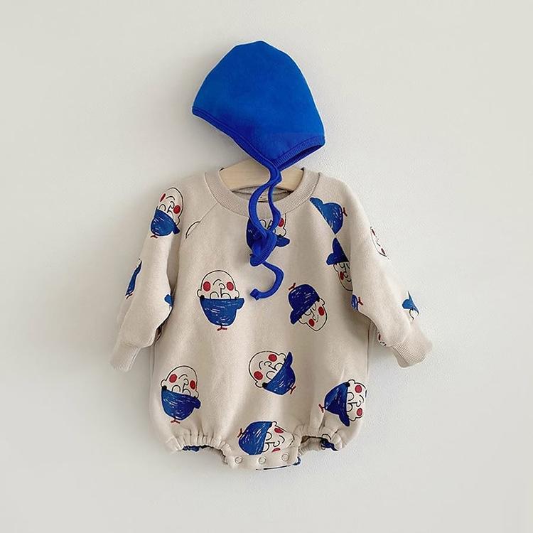 Autumn Style Korean Fleece Long Sleeve Baby Bodysuit Onesie