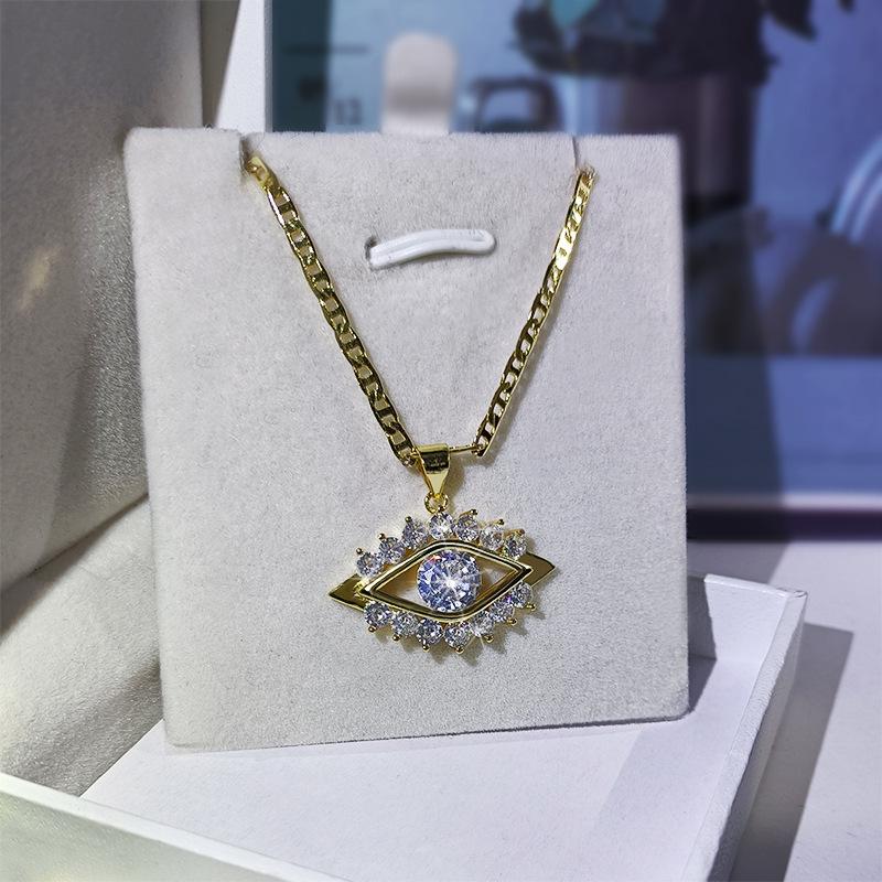 Fashionable Gold Plated Zircon Necklace Demons Eye Shape Alternative Necklace