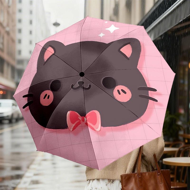 Kawaii Cat Bow Tie Umbrella: Cute Design, Automatic Opening & Closing, Outdoor Travel Essential, Lightweight & Durable 018