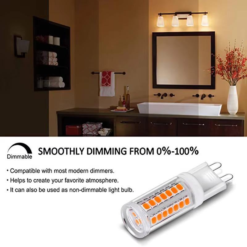 10 ks stmívatelná LED žárovka G9 bez blikání 220V 45 LED 2835SMD 4W LED lampa keramická patice světla světla pro lustry osvětlení