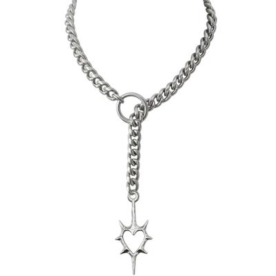 Gotische Punk Herz Dorn O-Ring Kette Halskette Verstellbare Schlüsselbein Kette Edelstahl Zubehör Für Damen und Herren