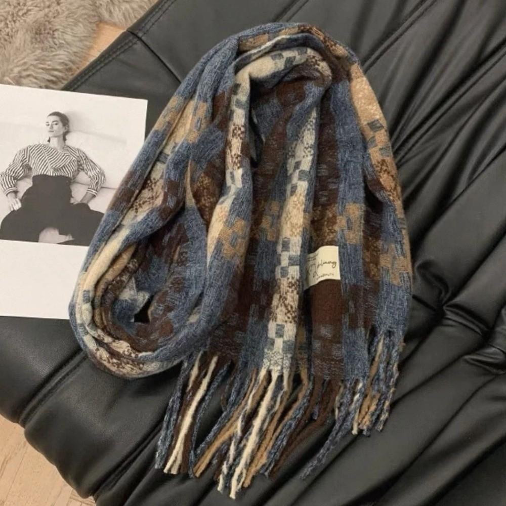 Windproof Knitted Scarf Imitation Cashmere Warm Shawl Wrap Fashion Winter Scarf Winter