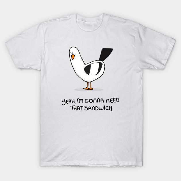 Men Black Print T-shirt Grumpy Seagull No-Cut Transfer Paper Print Cotton Tshirt S