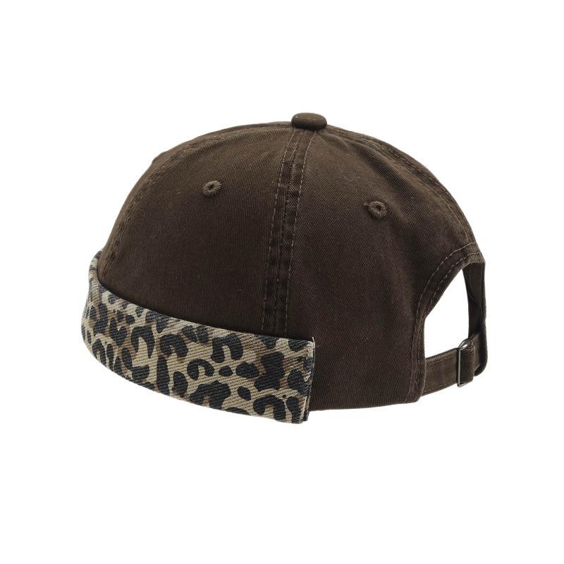 Leopard print splicing washed old landlord yuppi hat men's brimless casual versatile street hip hop hat women's tide