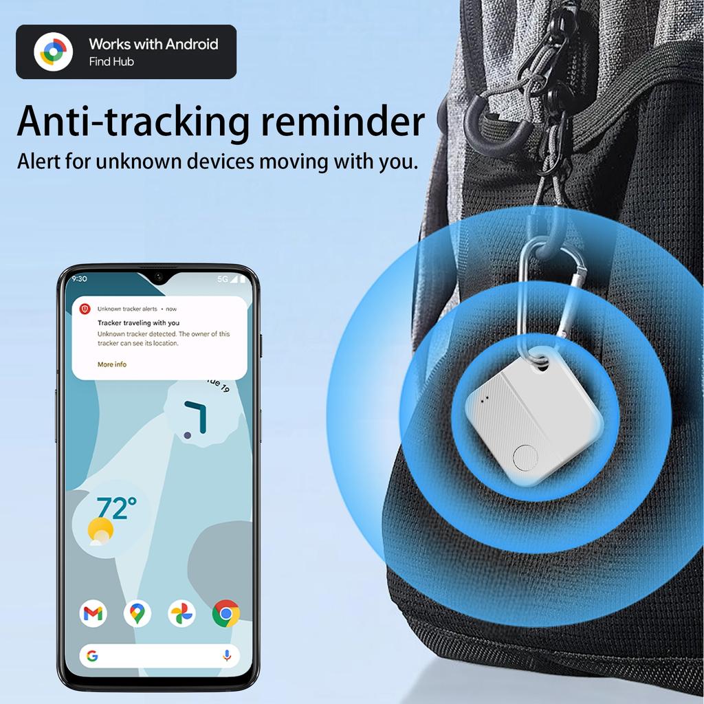 Anti-Lost GPS Tracker For Android,Works with Google Find Hub APP,Smart Tag Global Locator,Item Finder for Keys Luggage Pet
