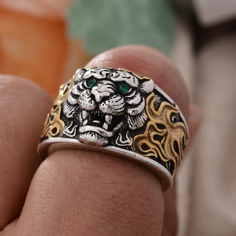 Domineering Personality Retro Tiger Animal Thai Silver Man Punk Ring Rock Party Gifts Promotion Cheap Never Fade