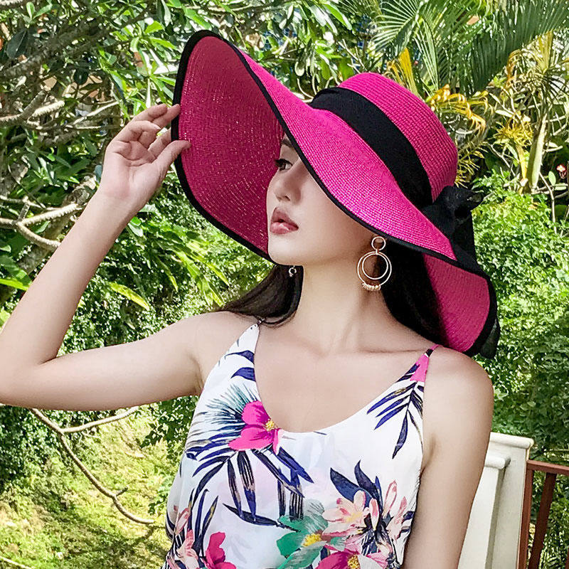 Straw hat beach big brim hat sun hat small fresh trendy girl versatile face cover sun hat