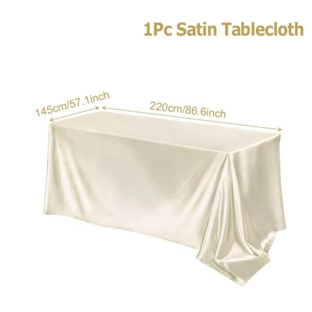 Wedding Party Supplies Satin Table Cloth White Pink Solid Color Table Cover Rectangle Tablecloth