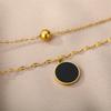 Elegant Round Charm Double Layer Necklace Titanium Steel Clavicle Chain for Women Adjustable Choker Wedding Accessory