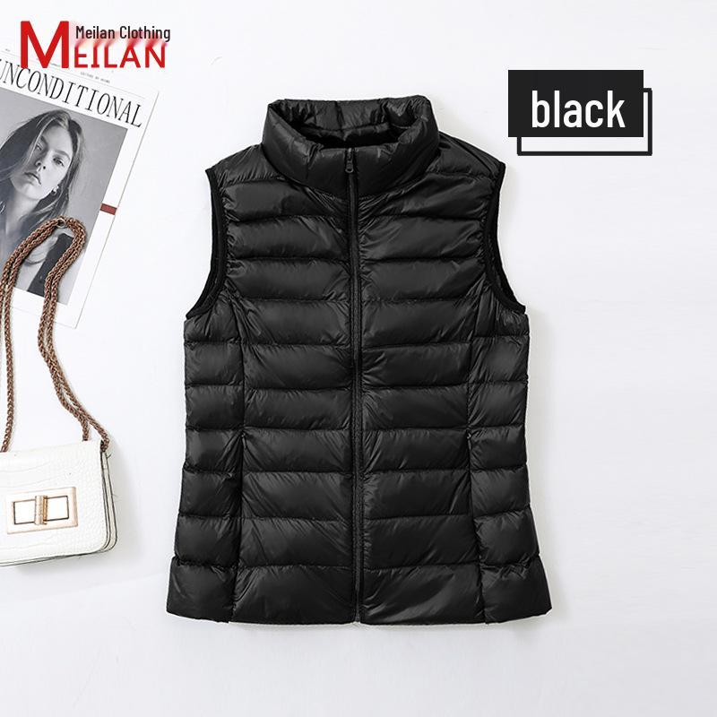 Women's Lightweight Short Down Vest - Sleeveless Winter Outerwear Jacket