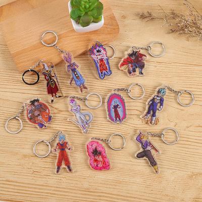 Anime Dragon Ball Acrylic Pendant Keychains Son Goku Vegeta Super Saiya 