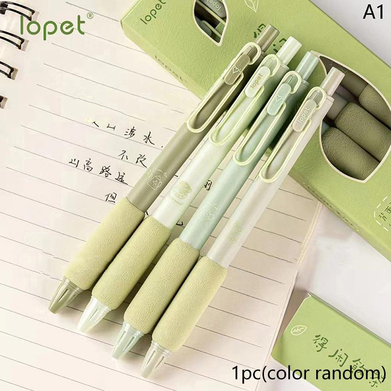 

1 шт. гелевая ручка с зеленым чаем, мягкий держатель для шариковой ручки 0,5 мм, черные цветные чернила зелёный