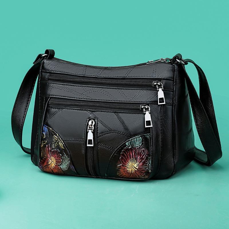 Chinese women's mother bag niche texture soft leather women's bag versatile fashion large capacity shoulder messenger bag mother-in-law bag