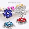 Engood 50Pcs Crystal Glass Flower Rhinestone Alloy Buttons Sewing Trim Embellishments Craft DIY Hair Apparel Clothes Accessories