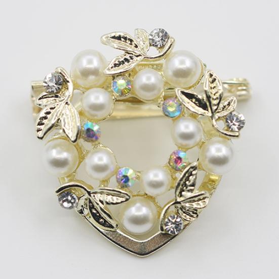 Elegant Faux Pearl Rhinestone Scarf Ring Silk Scarf Buckle Clip Fashion Jewelry