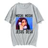 Nicolas Cage Moshi Moshi Jesus Desu T-Shirt Men Funny Meme Picolas Cage Awesome T-shirts Polyester Short Sleeve T Shirt Clothing