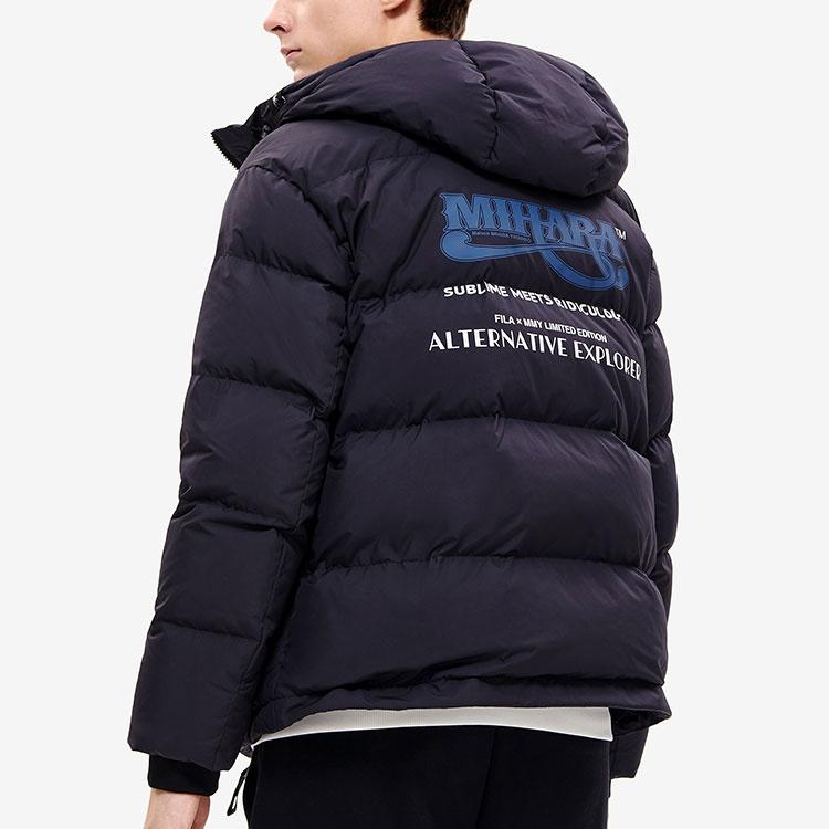 FILA x MIHARA YASUHIRO Collaborative Oversized Hooded Down Jacket 'Black White Blue' Men's F11M243904F-BK