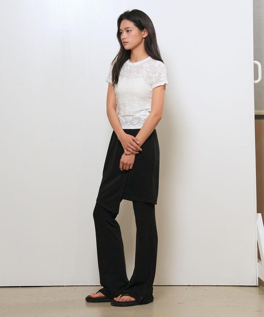 GENERALIDEA Floral Sheer Short Sleeve T-Shirt [White] / Gf2Lts508