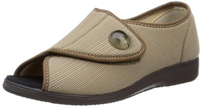 Medical Elder 4E Wide Sandals for Stretch Velcro Easy Heel Size Cm Women's Bunions, Fabric, Cushioning, Closure, On/Off, Support, Gray/Beige, ME0053,