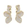 Irregular Metal Cream  Petal Post Earrings For Women Heavy Design New Style Fashion Jewelry Party Accessories Gift