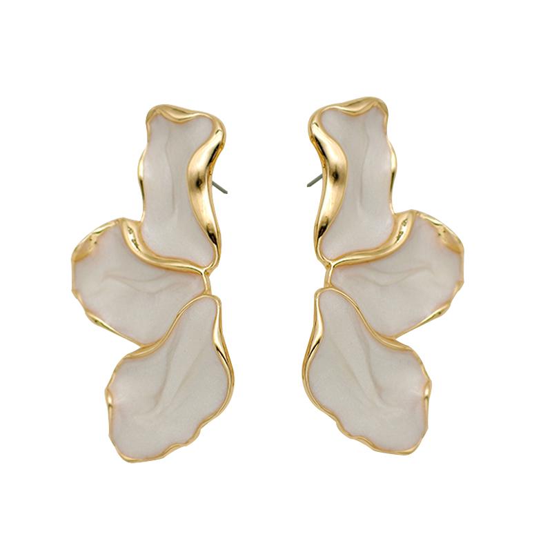 Irregular Metal Cream Petal Post Earrings For Women Heavy Design New Style Fashion Jewelry Party Accessories Gift